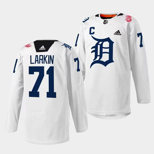 Men's Detroit Red Wings #71 Dylan Larkin 2023 White Stitched Jersey